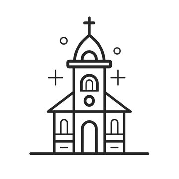 recommend clip art: Church Building Icon, Black Line Art, Religious Architecture Symbol