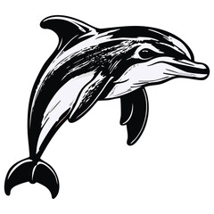 Dolphin sea animal sketch hand drawn in doodle style illustration