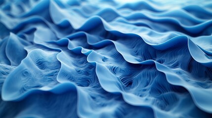 Obraz premium Three dimensional render of blue wavy pattern