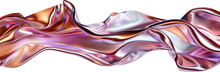 Liquid wave with shimmering texture cut out on transparent background