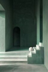 Abstract Architectural Study with Arched Entrance and Geometric Light.