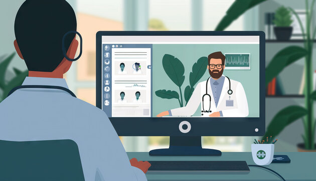 Healthcare Telemedicine Solutions, healthcare telemedicine solutions with an image showing doctors conducting virtual consultations and remote patient monitoring