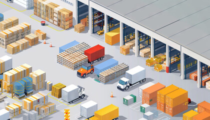 Supply Chain Management: Visualizing Inventory Storage Warehouses with Organized Goods and Distribution Facilities