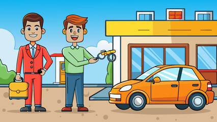  car sharing valet parking flat silhouette vector illustration
