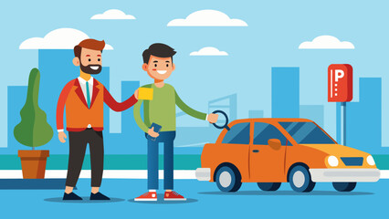  car sharing valet parking flat silhouette vector illustration - obrazy, fototapety, plakaty