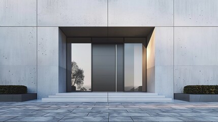 A main door with a minimalist aesthetic and hidden hinges, creating a seamless and uninterrupted...
