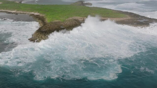 waves crashing on the rocks