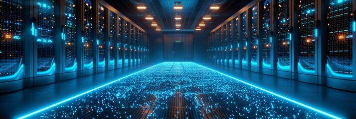 State-of-the-art server farm, advanced data center setup