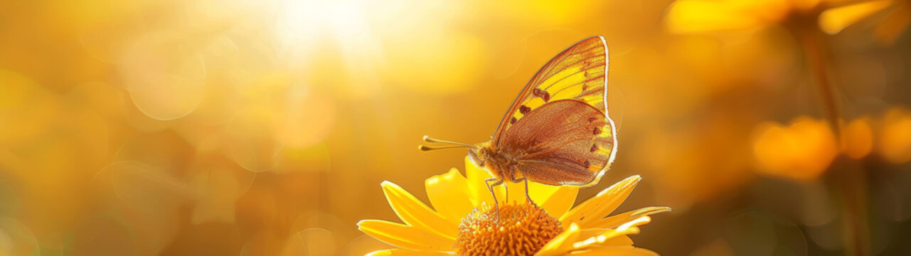 An orange butterfly sits atop a flower, illuminated by the soft, golden light of the sun setting, embodying hope