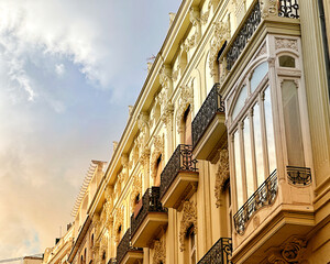 Historical apartment buildings in central Valencia, Spain