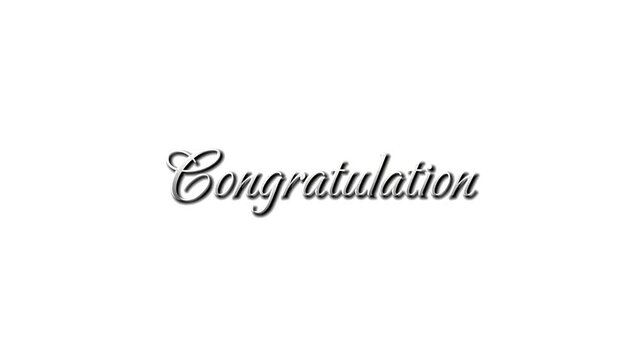 Congratulation Text Animation Isolated White Background