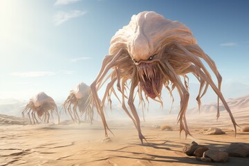Fearsome extraterrestrials. Futuristic sci-fi creatures for otherworldly space exploration