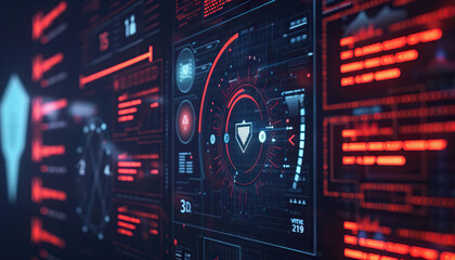 Fototapeta premium Cybersecurity Framework: Showcase a robust cybersecurity framework with an image highlighting threat detection and data protection measures