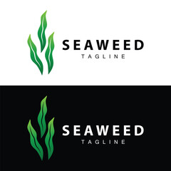 Seaweed Logo Design, Underwater Plant Design Illustrations, Cosmetics and Food Ingredient