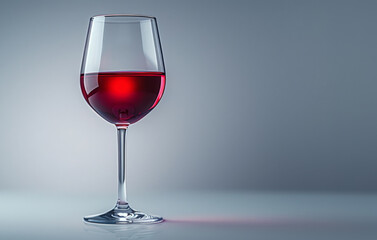 Red Wine Glass With Cool Tone Backdrop, Studio Lighting