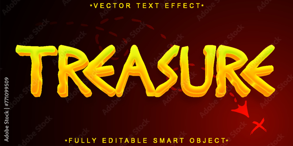 Poster golden treasure vector fully editable smart object text effect
