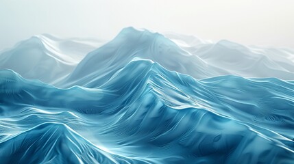 The serenity of a mountain range, abstracted into cool hues and sweeping lines, 3D render