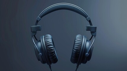 3D Illusion of Headphones Suspended in Air, Deep Gray Background, Audio Enjoyment Concept - obrazy, fototapety, plakaty