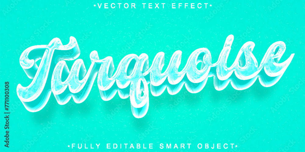 Poster turquoise vector fully editable smart object text effect
