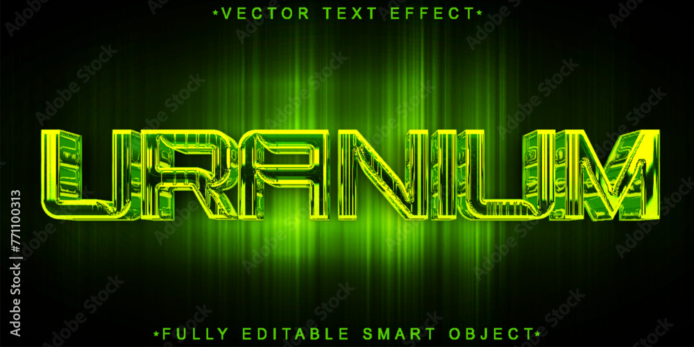 Poster green shiny uranium vector fully editable smart object text effect