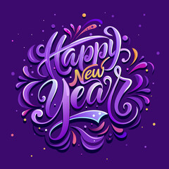 Happy new year callgraphy vector