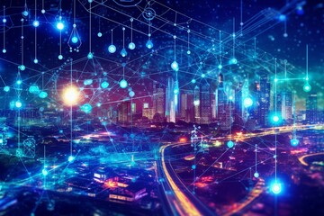 Obraz premium Advancing Energy Sustainability with the Smart Grid, IoT, Technology Concept, Background 