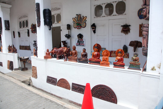 Souvenirs made by artisans in tourist area of Galle Sri Lanka