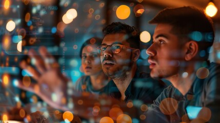 Close-up of a team of entrepreneurs discussing business strategies for their tech startup, highlighting collaboration and innovation.