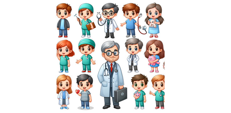 Set of doctors icon image