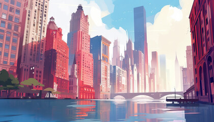 Fototapeta premium Cityscape Vibes: Urban landscapes, street art, and architectural marvels showcasing the energy and diversity of city life