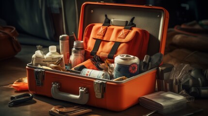 Background, emergency suitcase with essentials --ar 16:9 --quality 0.5 --v 5.2 Job ID: 2f9ee7d9-d46e-4125-9ef7-9bd8d769289a