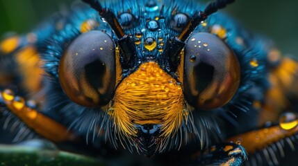 Macro shot of a colorful beetle on a leaf, Concept of biodiversity, nature's detail, and small wonders
 - obrazy, fototapety, plakaty