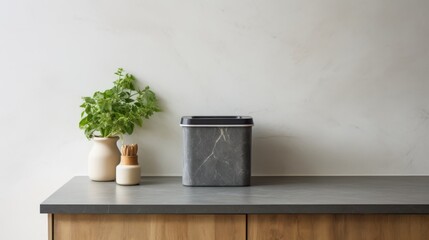 Compost box in the kitchen against the background of a marble countertop, no text, no inscriptions, no advertising --ar 16:9 --quality 0.5 --v 5.2 Job ID: cec53f6e-3191-4cdc-98fe-a5acc86e3e22