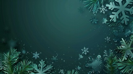Fototapeta na wymiar A modern dark green vector template adorned with ice snowflakes, featuring geometrical abstract illustrations of ice crystals, perfect for advertisements, posters, and banners