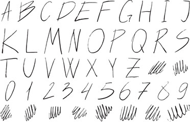 Black and white marker font with black lines a white background