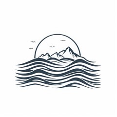 vector logo, line art illustration of waves on a solid white background