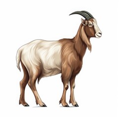 vector illustration of goat side view on solid white background