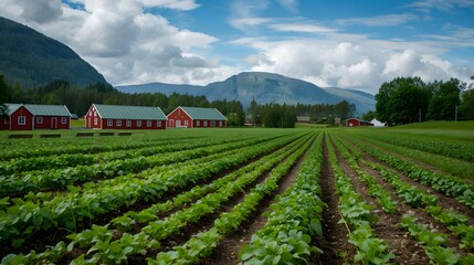 Fototapeta na wymiar Potato field in Norway 