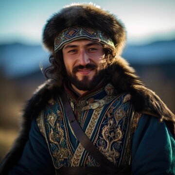 Tatar Mongols: nomadic warriors and conquerors, cultural legacy, military prowess, Eurasian steppes strength, traditional attire, resilience and the spirit of the historic nomadic lifestyle.