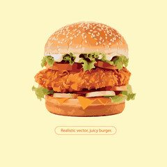 Chicken and salad snack, editable vector illustration.