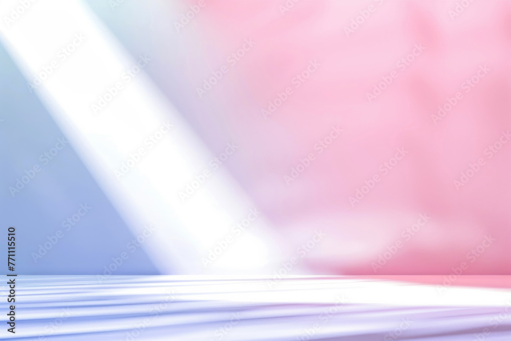Aufkleber Soft pink and white gradient background with dynamic light sunshine. Conceptual backdrop for product display with copy space. High quality photo