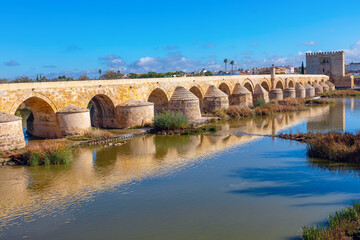 Roman bridge over Guadalquivir river in Cordoba, Spain