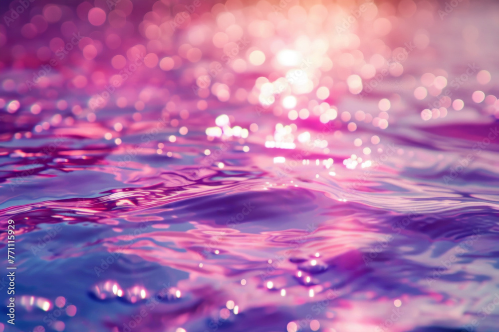 Poster vibrant pink and purple water surface with sparkling light reflections. abstract fluid art backgroun