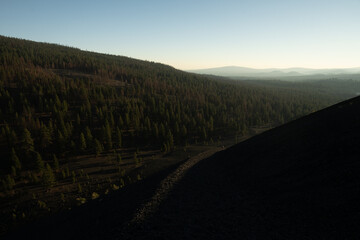 Morning Sun Begins To Light The Trail Up Cinder Cone