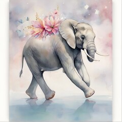 Graceful elephant ballet in soft pastel hues, whimsical and enchanting AI art.