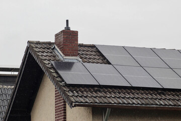 roof of a house with solar panels