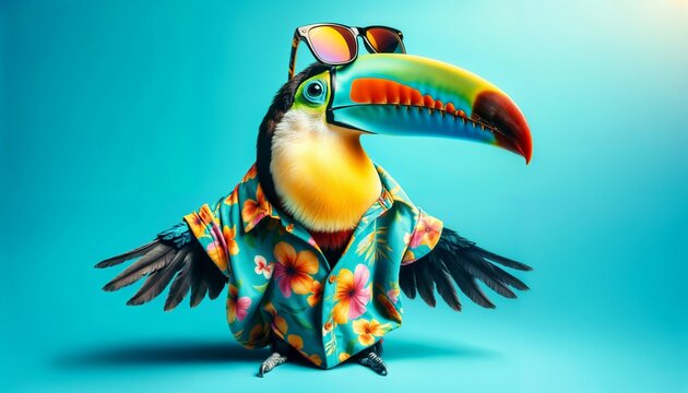 toucan, animal, funny, summer, tropical, beach, zoo, copy space, illustration