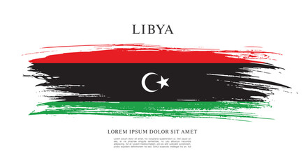 Flag of Libya vector illustration - obrazy, fototapety, plakaty