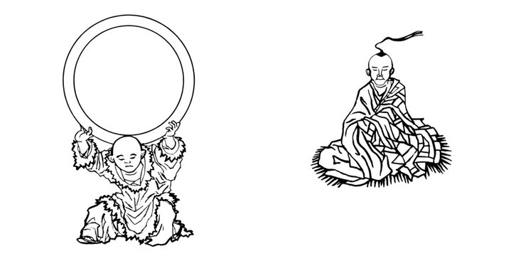 man carrying the world and man meditate drawing
