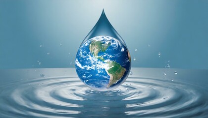 地球の水滴 - クリーンな未来を映す惑星の祈り - obrazy, fototapety, plakaty